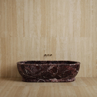 Baignoire ovale en marbre massif Kumusi Furniture Verde Alpi, contemporaine et luxueuse, avec drain, pour usage intérieur