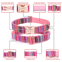 Doe Accessoires pour chiens Collier pour chien en tissu bohème à imprimé solide avec boucles en métal à dégagement rapide Sangle en nylon et polyester durable