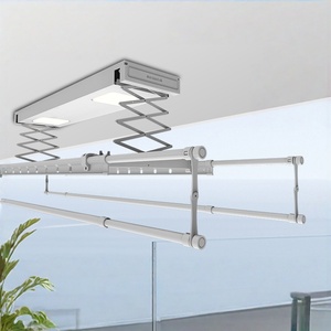 Le séchoir à linge est multifonctionnel avec télécommande intelligente, levage automatique, cintres et barres. - Product Image 1