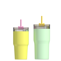 Mug de voyage isotherme en acier inoxydable 40OZ (500ml) avec double paille, isolation 6-12 heures, poignée, écologique, portable et moderne