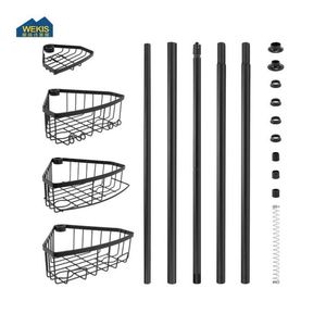WEKIS <b>Corner</b> Modern Hotel Use 4-Tier Telescoping Stainless Steel Chrome Plated Shower Rack - Product Image 4