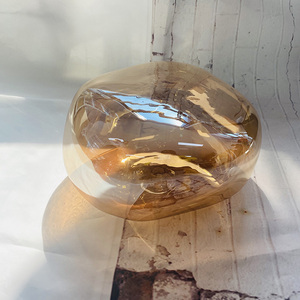 Pantalla de Lámpara de Vidrio Redonda Transparente con Diseño Chino Antiguo, Rosca G9, Acabado Dorado Irregular, Venta al Por Mayor - Product Image 3