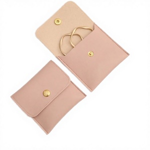 Wholesale Custom Luxury Velvet Dust Bag Small <b>Envelope</b> Flap Snap Square PU Leather Portable Jewelry Pouch Bag - Product Image 1