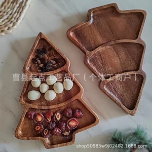 Wooden <b>Christmas</b> <b>Tree</b> Tray Solid Wood With Compartments Multi Functional For Living Room Decorative Trays - Product Image 1