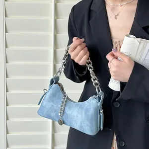 Lüks tasarım crossbody hobo çantalar kadınlar için geniş omuz askısı Denim koltukaltı omuz çantaları