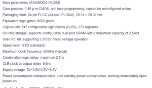 A40MX04-PLG84I Circuito Integrado de Microprocesador FPGA de Lógica Programable - Product Image 2