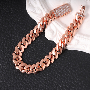 Collana e Bracciale Hip Hop 10-22mm per <span class=keywords><strong>Donna</strong></span>, Catena Cubana in Ottone <span class=keywords><strong>Rosa</strong></span> <span class=keywords><strong>Oro</strong></span> con Zirconi, Tendenza Lusso Moda 2025 - Product Image 2