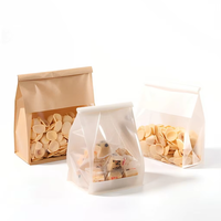 Sacs en papier kraft marron et blanc personnalisés avec fenêtre supérieure pour emballage de kits de pâtisserie, vente en gros pour desserts, biscuits, macarons et friandises de fête