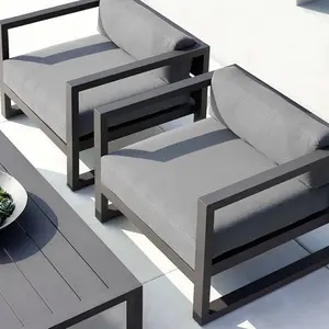 Sofá nórdico de alumínio, sofá de alumínio simples para áreas externas