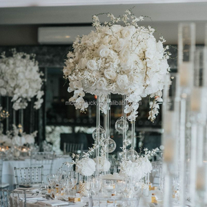 Boule de fleurs d'hortensia blanche de luxe de 80 cm, toucher réaliste, pour centre de table élégant de mariage avec support <span class=keywords><strong>en</strong></span> ruban de satin - Product Image 2