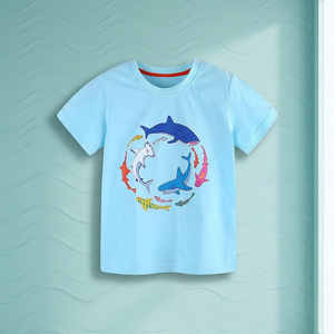 เสื้อยืดเด็กแบบสั่งทำพิเศษ ผ้าฝ้าย 100% แขนสั้น คอกลม ระบายอากาศได้ดี เป็นมิตรกับสิ่งแวดล้อม ขายส่ง OEM เสื้อผ้าเด็กเปล่าสำหรับทำลายพิมพ์ - Product Image 1