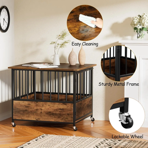 กรงสุนัขกรงสุนัขขนาดกลางใหญ่พร้อมกรงห้องน้ำกระท่อมสำหรับสัตว์เลี้ยงแบบหนาเรียบง่าย - Product Image 2