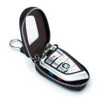 Étui de protection transparent pour clé de voiture avec fermeture éclair en cuir PU, mini-sac de rangement pour clés de véhicule, porte-clés de luxe design