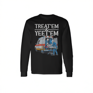 Camiseta de manga larga para adultos con diseño de esqueleto y ambulancia, humor Treat Em And Yeet Em - Product Image 2