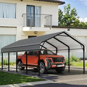 Abri <span class=keywords><strong>de</strong></span> voiture en métal robuste 12x20 pieds, abri extérieur toutes saisons pour véhicules avec toit en acier et structure renforcée, auvent <span class=keywords><strong>de</strong></span> voiture permanent - Product Image 1