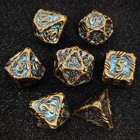 Jeu de dés polyédriques Swirl Frame 7 pièces pour RPG et DND avec chiffres en relief pour jeux de rôle sur table