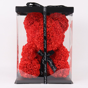 Orsacchiotto di Rose Artificiali Fatto a Mano per San Valentino, Festa della Mamma, Anniversario Romantico, Regalo di Nozze, Decorazione - Product Image 2