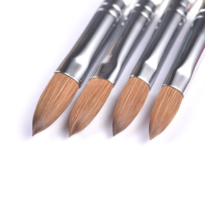 Pinceau Premium pour Nail Art et Extensions, 100% Poils de Kolinsky # 2- # 18 poignées en acrylique noir à virole sertie, luxe classique - Product Image 4