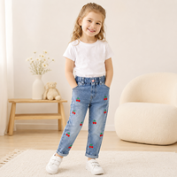 Nouveaux Jeans Enfant 2026 pour 1-5 ans, Pantalon Droit en Denim Lavé Extensible Brodé pour Enfants