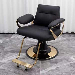 Fauteuil de Barbier Classique Or et Noir, Mobilier de Salon Moderne, Chaise de Coiffure Hydraulique - Product Image 4