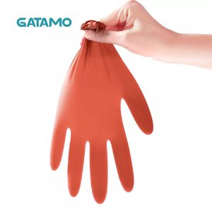 G023 fabricants de gants de Salon de beauté Orange 100 pièces par boîte gants en Nitrile synthétique sans poudre - Product Image 3