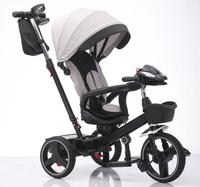 Tricycle en acier pour enfants de bonne qualité à 3 roues, tricycle pour bébé avec frein, barre de poussée réglable pour les enfants de 2 à 4 ans