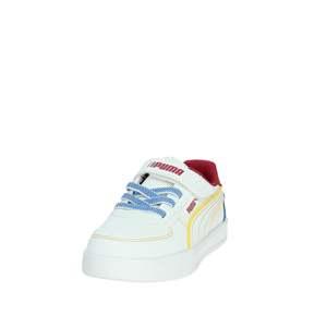 Zapatillas Puma para Niños, Blancas con Rayas Azules y Amarillas, Cierre de Velcro, Lona, Modernas - Product Image 6