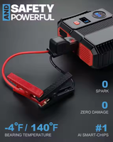 Démarreur de voiture 3000A 12V, booster de batterie portable 24000mAh, compresseur d'air 150 PSI, kit d'outils d'urgence