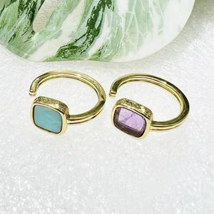 Anillo Ajustable <span class=keywords><strong>de</strong></span> Piedra Semipreciosa con Corte Cuadrado Vintage, Diseño <span class=keywords><strong>de</strong></span> Alta Precisión, Joyería Fina para Uso Diario <span class=keywords><strong>de</strong></span> Mujer, Venta al Por Mayor Personalizada - Product Image 2