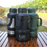 Bouteille isotherme portable en acier inoxydable 304 de grande capacité (2000 ml) pour voiture, camping et activités de plein air