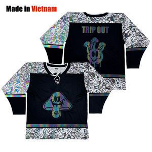 เสื้อเจอร์ซีย์ผ้าสแปนเด็กซ์/ ผ้าฝ้ายออกแบบได้ตามต้องการเสื้อฮ็อกกี้น้ำแข็งปักโลโก้ผ้าแห้งเร็วระบายอากาศได้ดี - Product Image 1