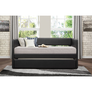 Modern Chenille Upholstered Three Seat Sectional <b>Sofa</b> <b>Bed</b> with Trundle Black Wooden Frame for Living Room Furniture - Product Image 5