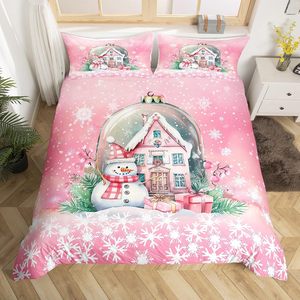 Ensemble de housse de <span class=keywords><strong>couette</strong></span> personnalisée à prix avantageux pour Noël, motif bonhomme de neige et <span class=keywords><strong>cerf</strong></span>, 3 pièces, housse de <span class=keywords><strong>couette</strong></span>, taies d'oreiller, toutes tailles, ensemble de literie pour cadeau de Noël - Product Image 4