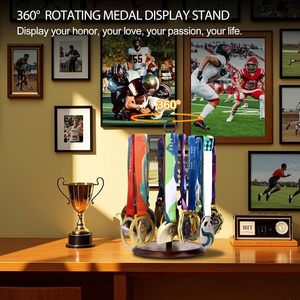 Estante de madera para guardar medallas, moderno y minimalista, expositor de placas conmemorativas para el hogar, combinación de madera maciza y hierro. - Product Image 2