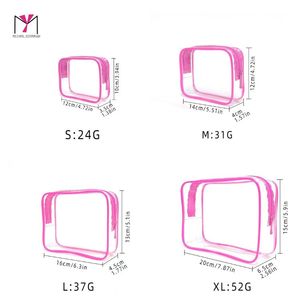 HBN <b>Transparent</b> PVC Cosmetic <b>Bag</b> With Zipper Water Resistant <b>Makeup</b> Pouch Medium Size Modern Letter Pattern - Product Image 6