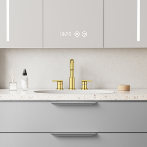 Grifo de Lavabo Cascada de Acero Inoxidable 304 con 3 Orificios, Color Dorado, para Baño, con Certificación CUPC - Product Image 3