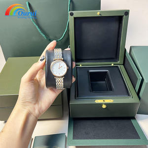 <b>Wooden</b> MDF <b>Watch</b> Box Custom Logo leather Interior Square Case Luxury Outside Packaging Recycled Materials black - Product Image 4