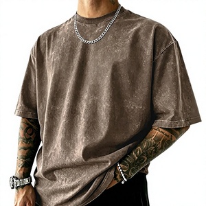 Camiseta de Algodón Lavado Oversize para Hombre, Manga Corta, Cuello Redondo, Estilo Urbano, Color Liso, Ajuste Regular - Product Image 1