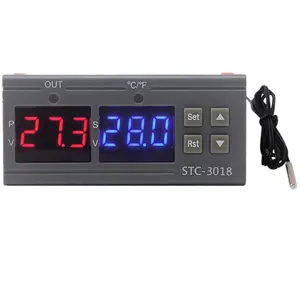 Digital Temperature Controller C/F Thermostat Relay 10A Pemanasan/Pendinginan Thermoscope Dual LED Display STC-3018