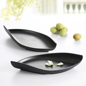 Japanese Style Black Frosted Sushi <b>Plate</b> Irregular Striped Serving <b>Plate</b> For Hotel Food Durable Design - Product Image 1