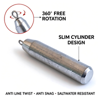 Schlanker Zylinderförmiger verzinkter Eisen-Fischblei 360 °   Drehbarer Wirbel mit Anti-Snag- und Anti-Twist-Funktion für Süß- und Salzwasser-Angelausrüstung