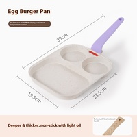 Nouvelle poêle à œufs moderne de style coréen en pierre Maifan, antiadhésive, durable, à trois trous, pour petit-déjeuner, sans fumée, pour œufs frits et steak
