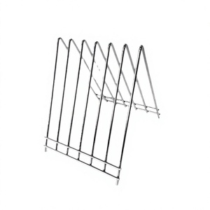Support de planche à découper moderne à double niveau en métal gris clair, non pliable, en fer chromé, 6 fentes, type sur pied, portable - Product Image 4