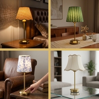 Luxuriöse Stoffschirm-LED-Tischlampe Kabellos Wiederaufladbar Touch-Dimmbar Retro-Nachtlicht für Hotel Restaurant Hochzeitsdekoration