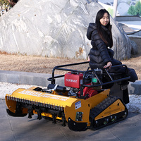 Tondeuse à gazon tout-terrain télécommandée à quatre temps certifiée CE, sans câblage, avec broyeur à fléaux