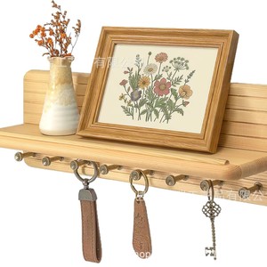 Wooden <b>wall</b>-mounted key <b>storage</b> rack for home use, decorative <b>wall</b> <b>hanging</b> rack, solid wood <b>storage</b> and organization rack - Product Image 1
