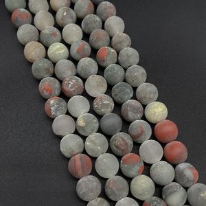 Cuentas de piedras preciosas sueltas de piedra de <span class=keywords><strong>sangre</strong></span> africana esmerilada mate redonda Natural al por mayor para fabricación de joyería DIY pulsera collar - Product Image 5