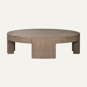 Mesa de Centro Moderna Redonda de Madera de Teca, Mesa de Salón de Madera Maciza - Product Image 1