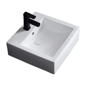Hot Selling Modern Countertop Hand Wash Basin White Porcelain Rectangular Vessel Sink Ceramic Bathroom Sink
