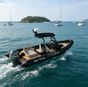 <span class=keywords><strong>Bateau</strong></span> en aluminium noir à coque profonde de 760 cm, certifié CE, idéal pour des aventures familiales sécurisées - Product Image 1